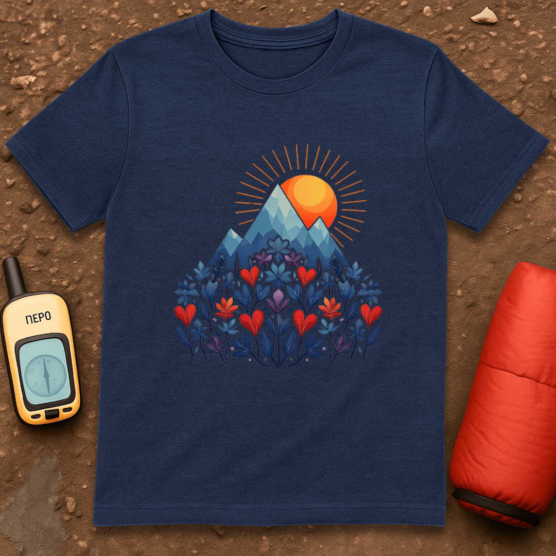 Blue Flower Hearts T-Shirt