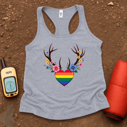 Floral Antlers Women's Racerback Tank Top