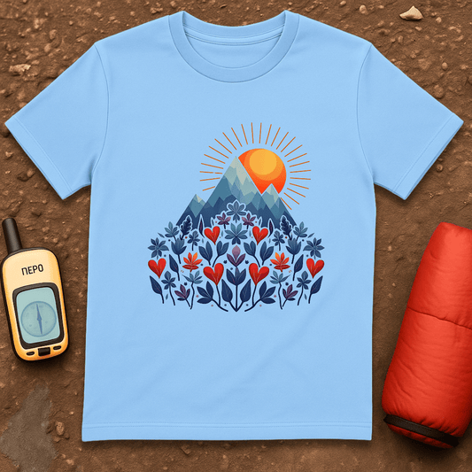 Blue Flower Hearts T-Shirt