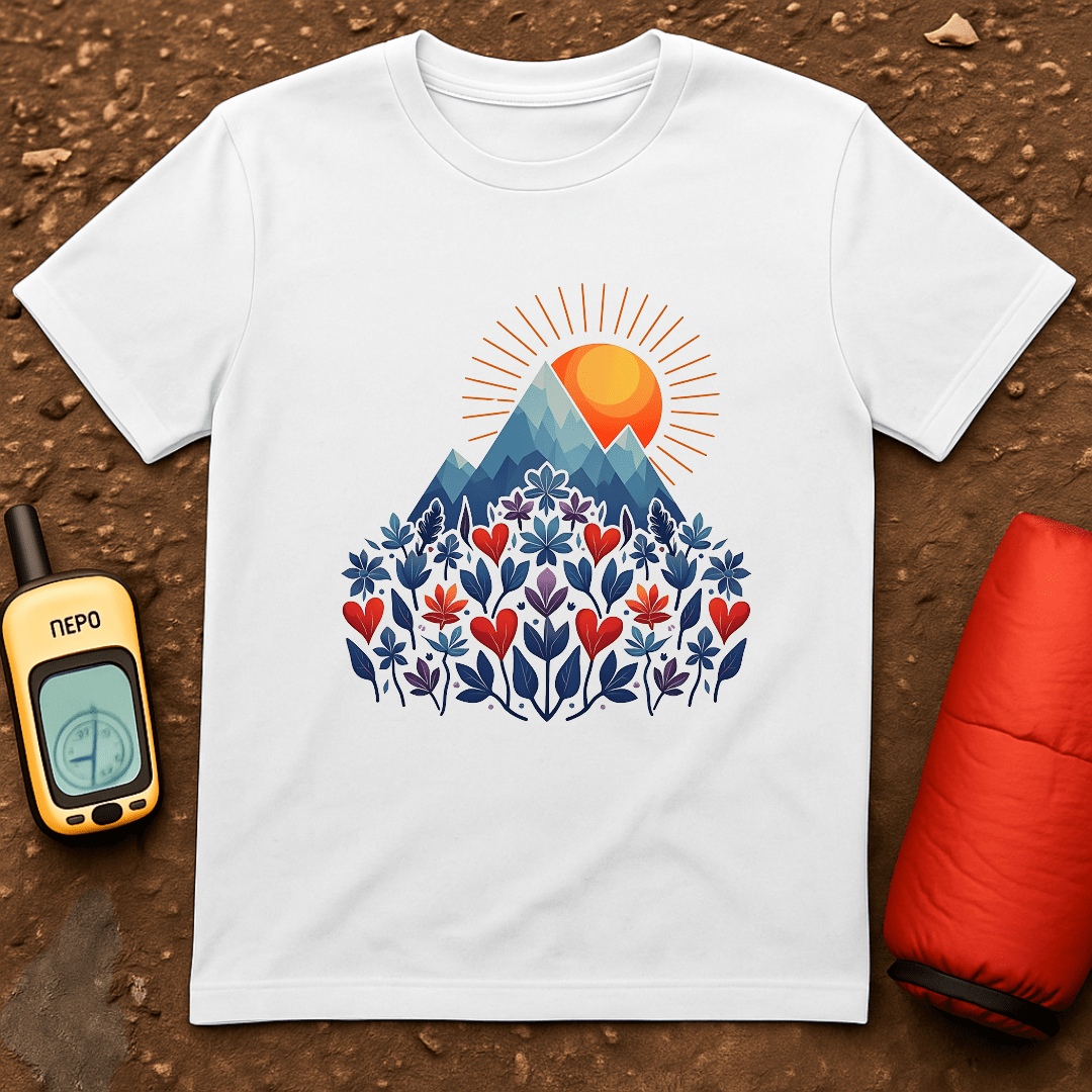 Blue Flower Hearts T-Shirt