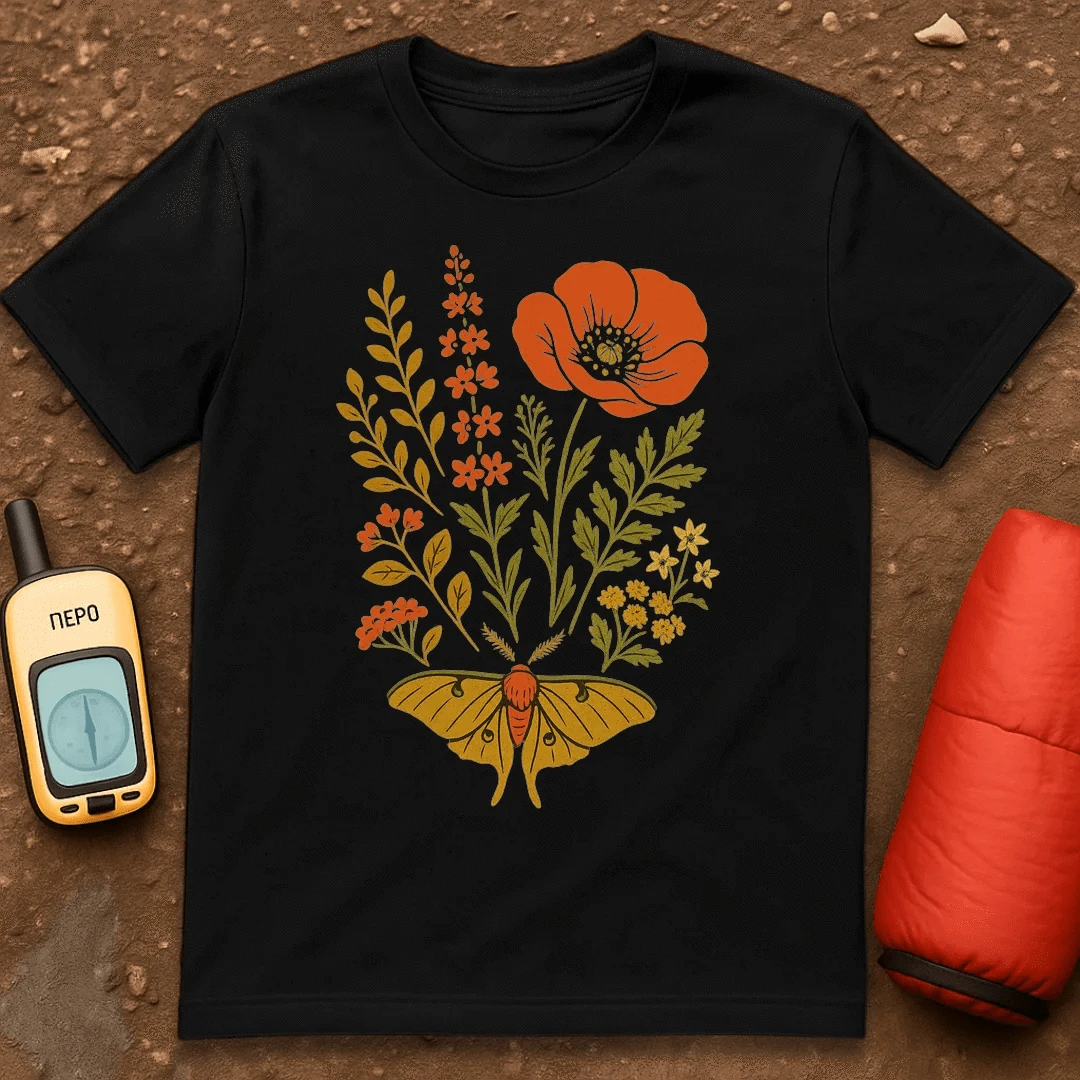 Moth And Flowers T-Shirt