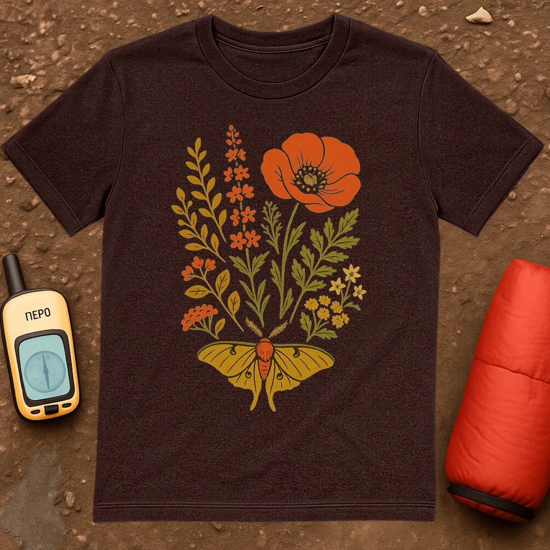 Moth And Flowers T-Shirt