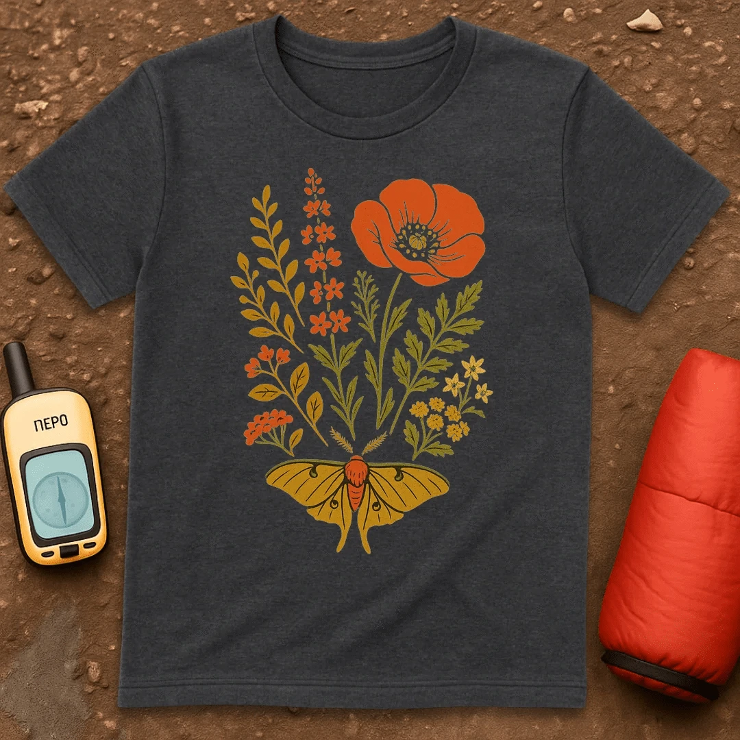 Moth And Flowers T-Shirt