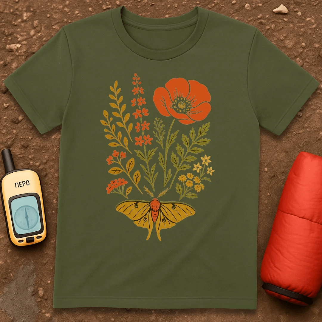Moth And Flowers T-Shirt