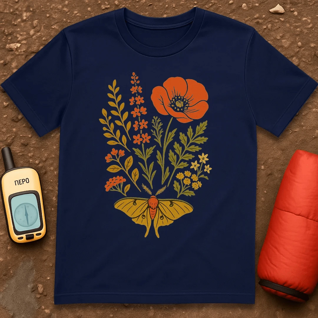 Moth And Flowers T-Shirt
