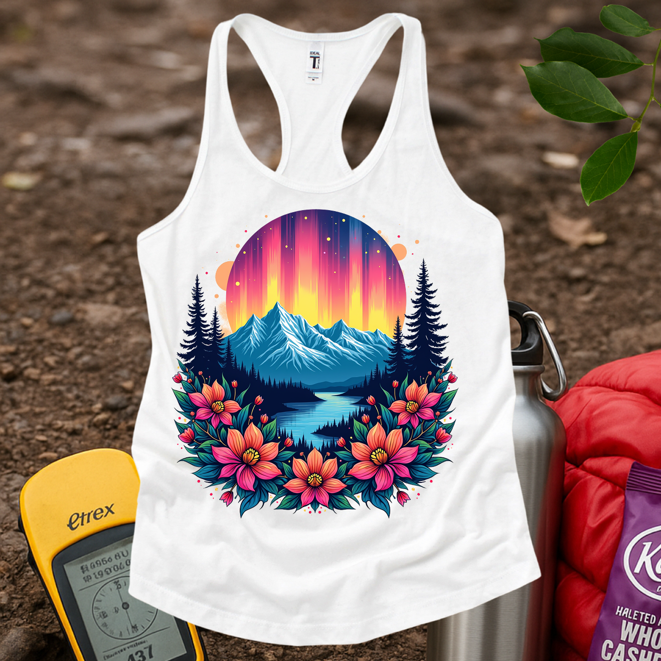 Neon Flowers Women's Racerback Tank Top