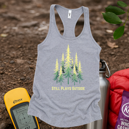 Still Plays Outside Women's Racerback Tank Top
