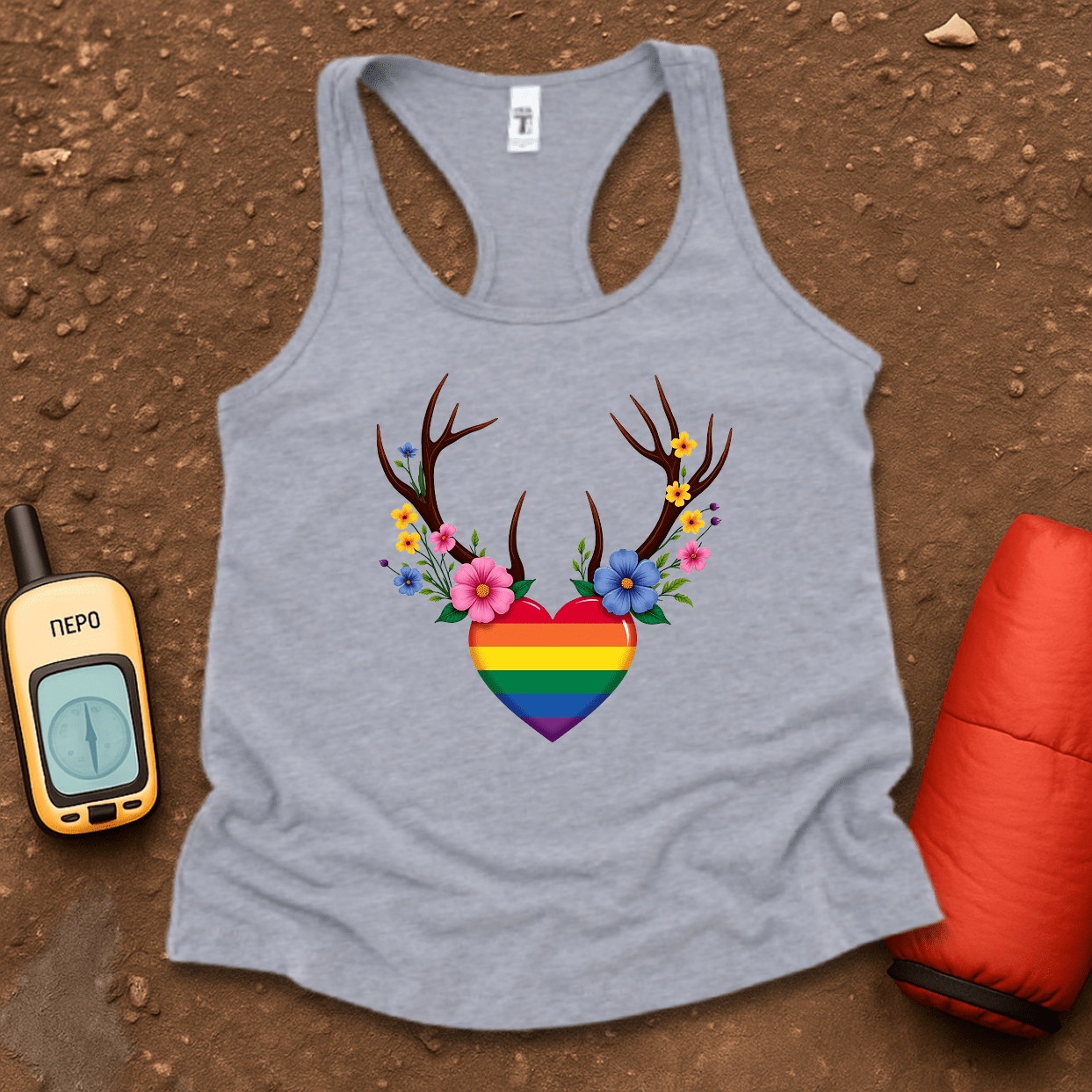 Floral Antlers Women's Racerback Tank Top