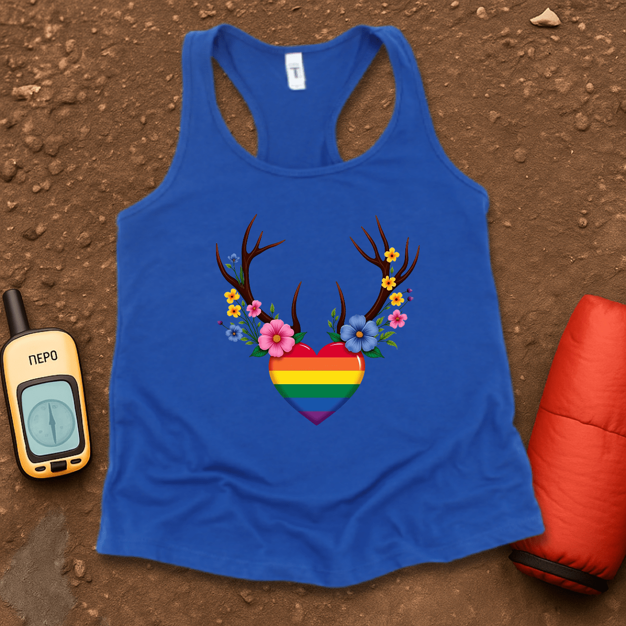 Floral Antlers Women's Racerback Tank Top