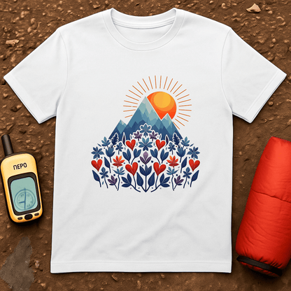 Blue Flower Hearts T-Shirt