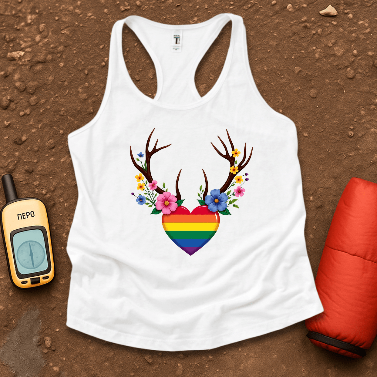 Floral Antlers Women's Racerback Tank Top