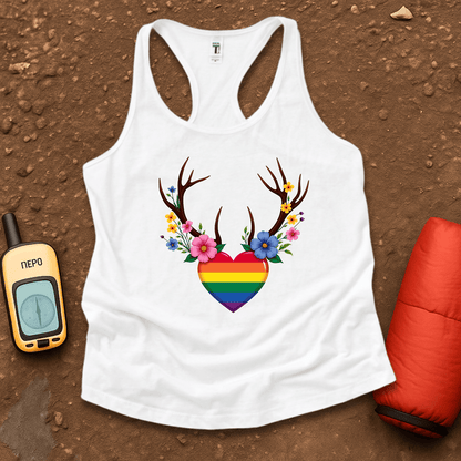 Floral Antlers Women's Racerback Tank Top