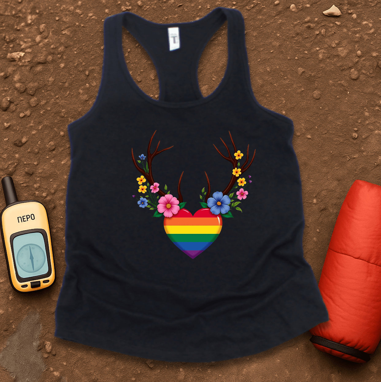 Floral Antlers Women's Racerback Tank Top