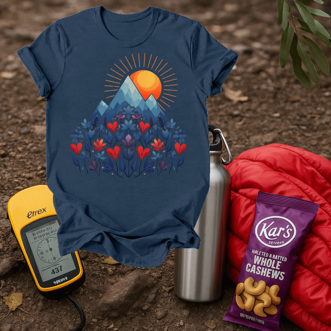 Blue Flower Hearts T shirt
