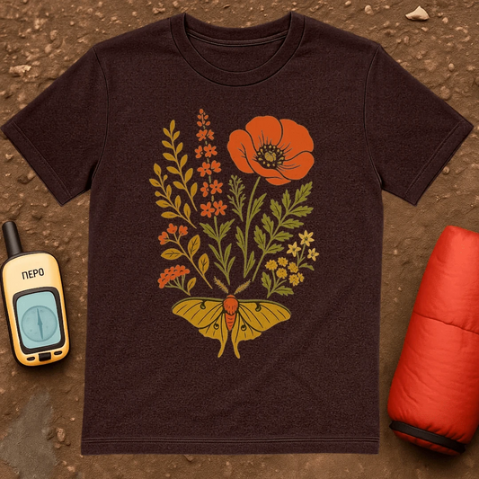 Moth And Flowers T-Shirt