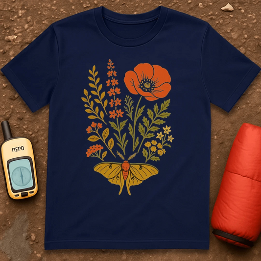 Moth And Flowers T-Shirt